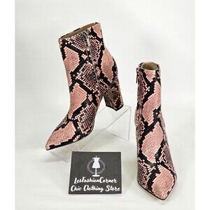 NWOB Marc Fisher Women's Leather Snake Print Pointed Toe Block Booties Sz 7 1784